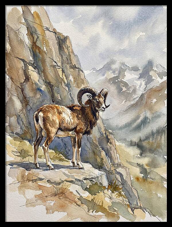 Mouflon On A Mountain Ridge