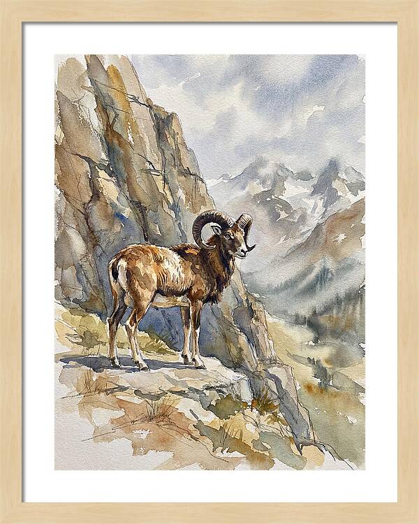 Mouflon On A Mountain Ridge