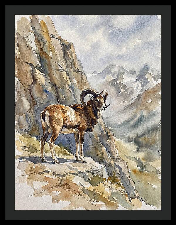Mouflon On A Mountain Ridge
