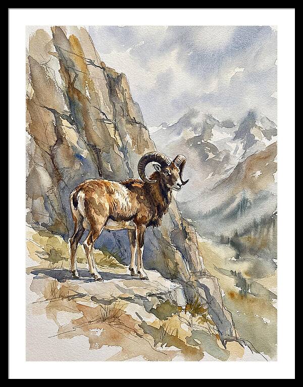 Mouflon On A Mountain Ridge