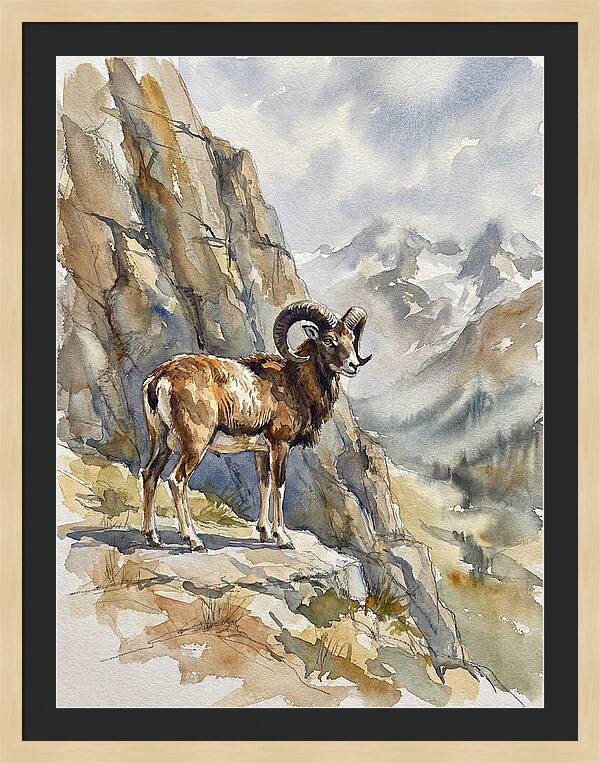 Mouflon On A Mountain Ridge