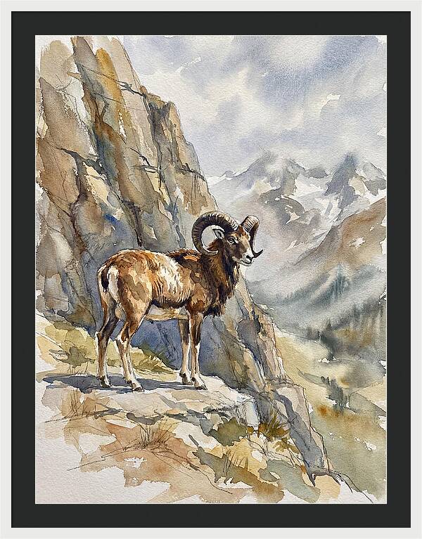 Mouflon On A Mountain Ridge