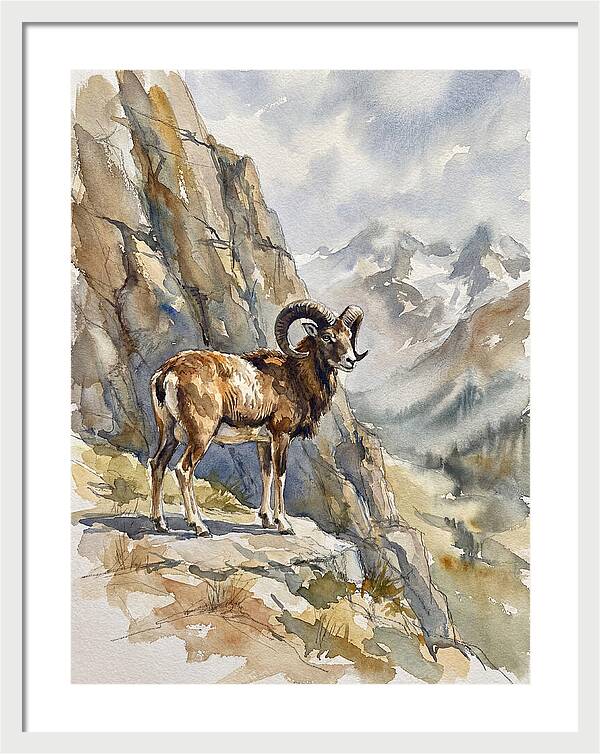 Mouflon On A Mountain Ridge