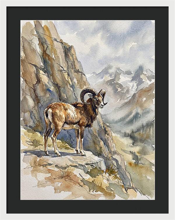 Mouflon On A Mountain Ridge