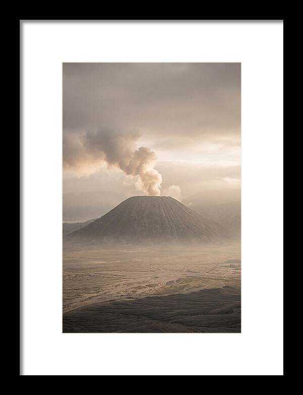 Mount Bromo Erupting At Dawn