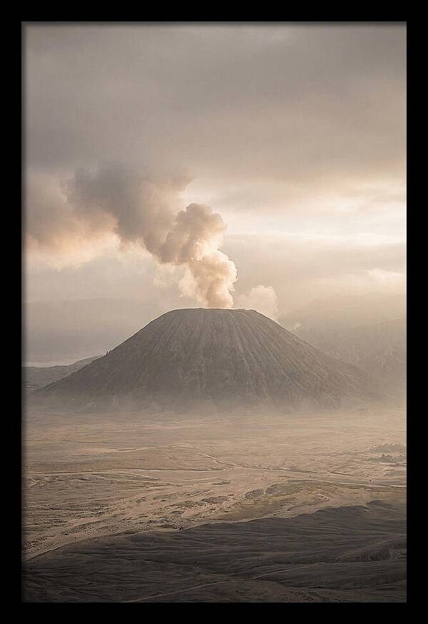 Mount Bromo Erupting At Dawn