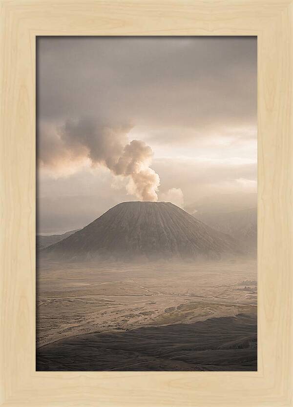Mount Bromo Erupting At Dawn