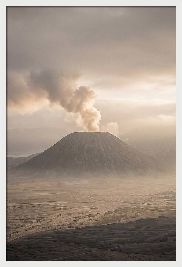 Mount Bromo Erupting At Dawn