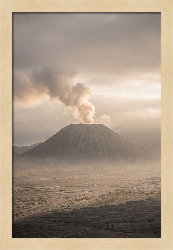 Mount Bromo Erupting At Dawn