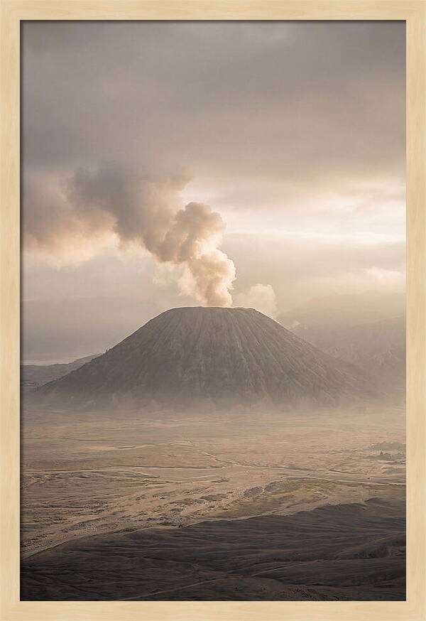Mount Bromo Erupting At Dawn