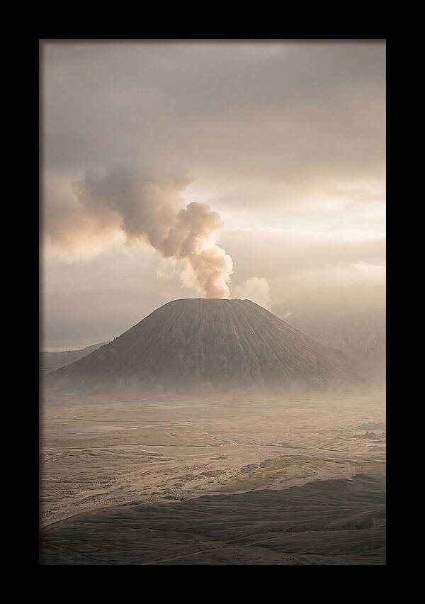 Mount Bromo Erupting At Dawn