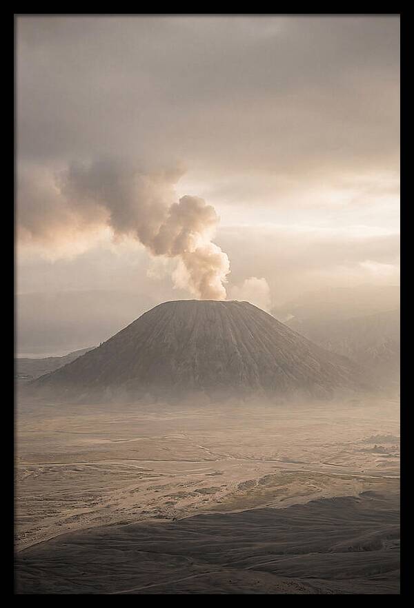 Mount Bromo Erupting At Dawn