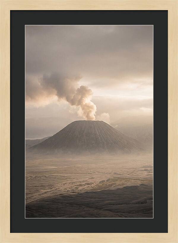 Mount Bromo Erupting At Dawn