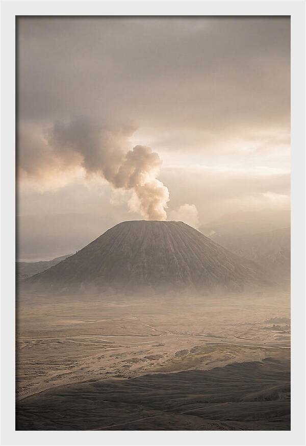 Mount Bromo Erupting At Dawn