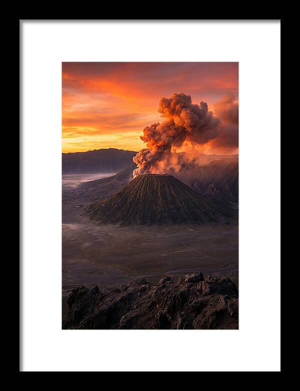 Mount Bromo Erupting At Sunrise
