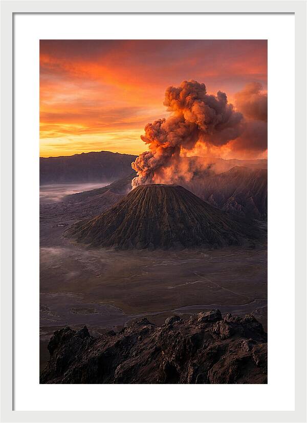 Mount Bromo Erupting At Sunrise