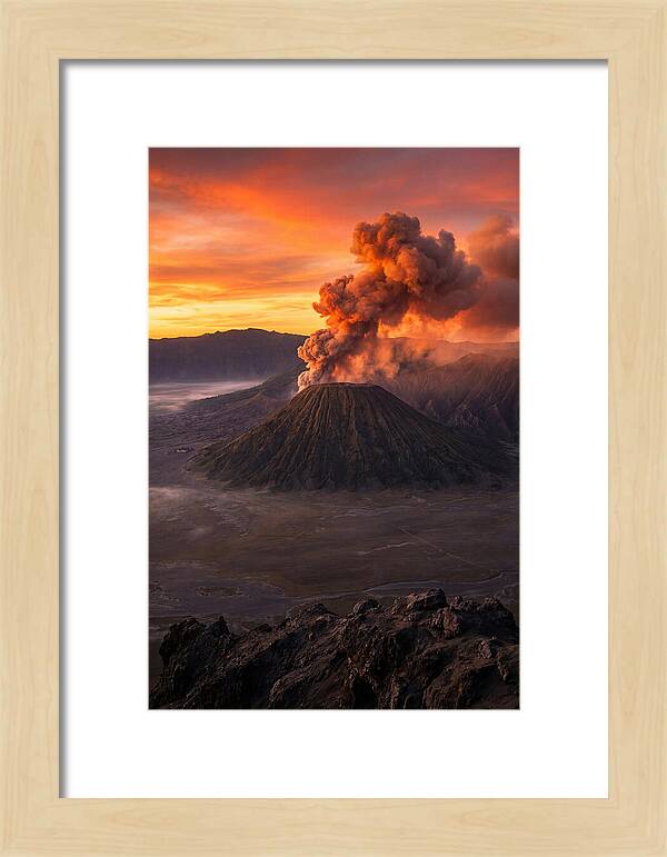 Mount Bromo Erupting At Sunrise