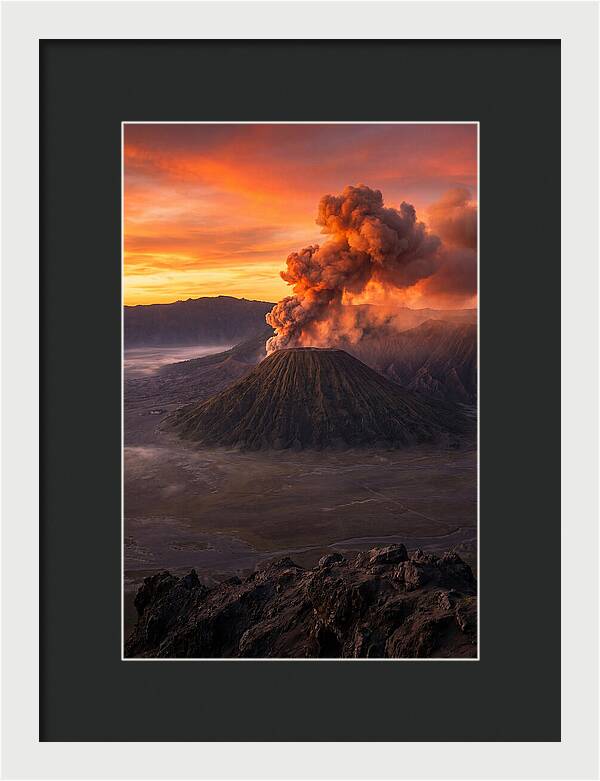 Mount Bromo Erupting At Sunrise