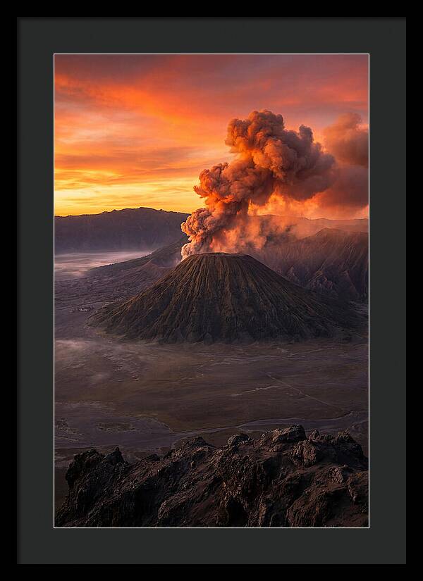 Mount Bromo Erupting At Sunrise