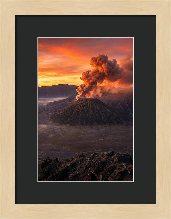 Mount Bromo Erupting At Sunrise
