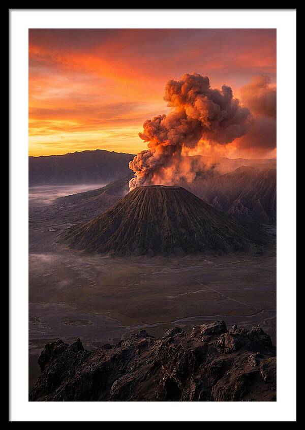 Mount Bromo Erupting At Sunrise