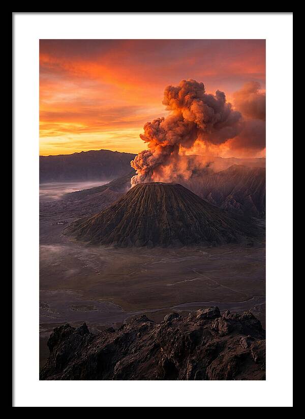 Mount Bromo Erupting At Sunrise