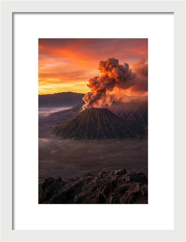 Mount Bromo Erupting At Sunrise