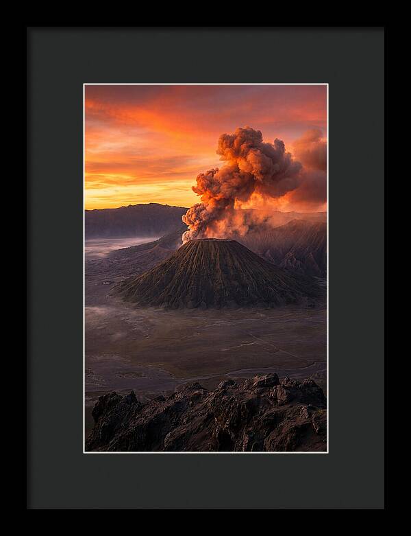 Mount Bromo Erupting At Sunrise