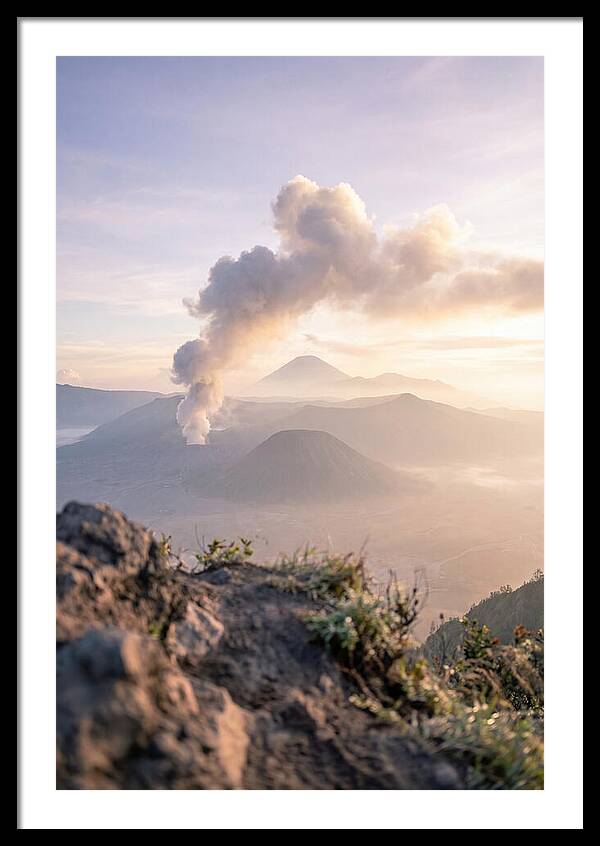 Mount Bromo Erupting At Sunrise