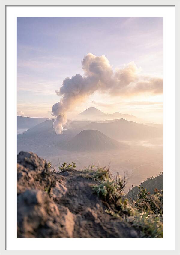 Mount Bromo Erupting At Sunrise
