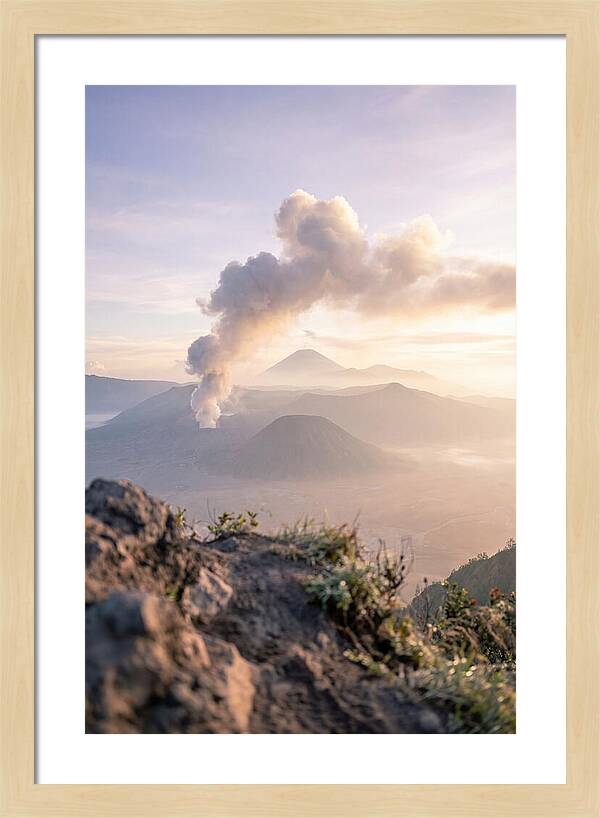 Mount Bromo Erupting At Sunrise