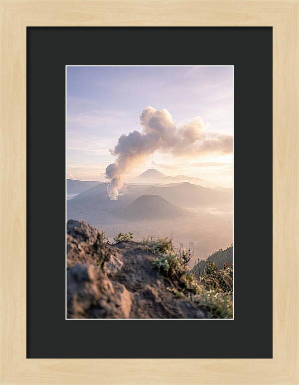 Mount Bromo Erupting At Sunrise