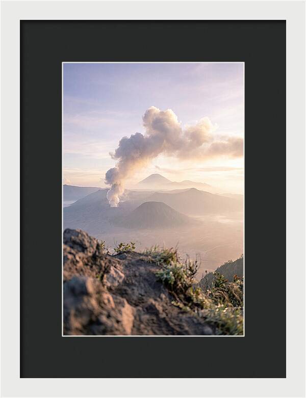 Mount Bromo Erupting At Sunrise