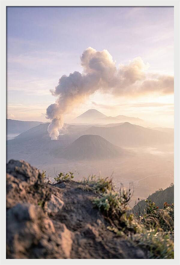 Mount Bromo Erupting At Sunrise