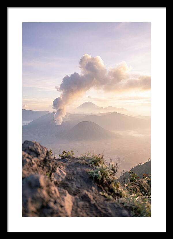 Mount Bromo Erupting At Sunrise