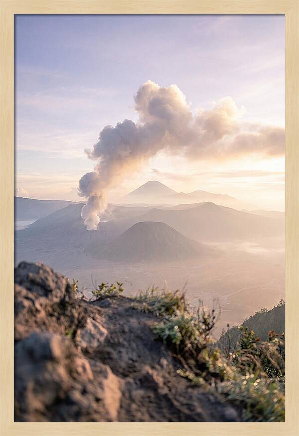 Mount Bromo Erupting At Sunrise