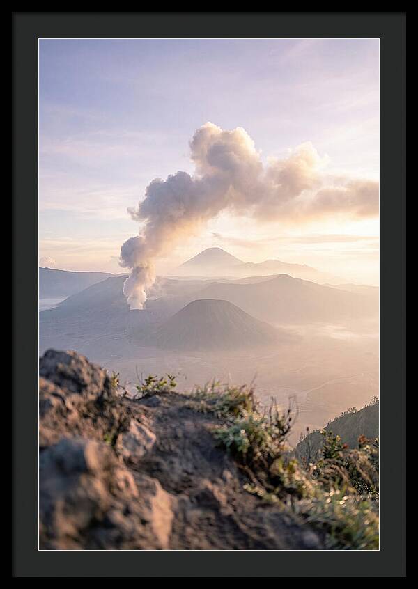 Mount Bromo Erupting At Sunrise