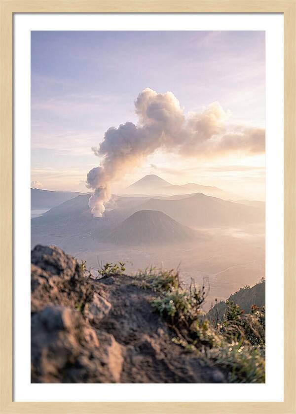Mount Bromo Erupting At Sunrise