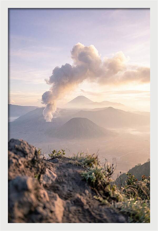 Mount Bromo Erupting At Sunrise
