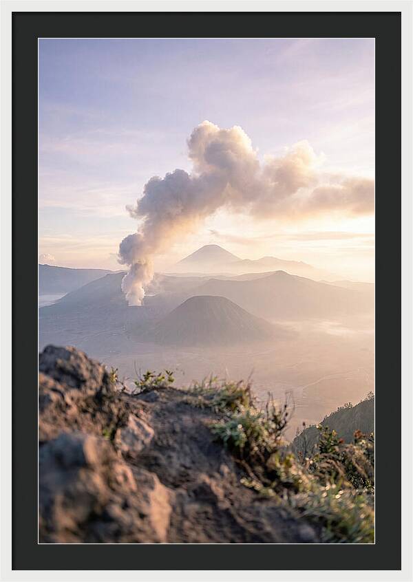 Mount Bromo Erupting At Sunrise