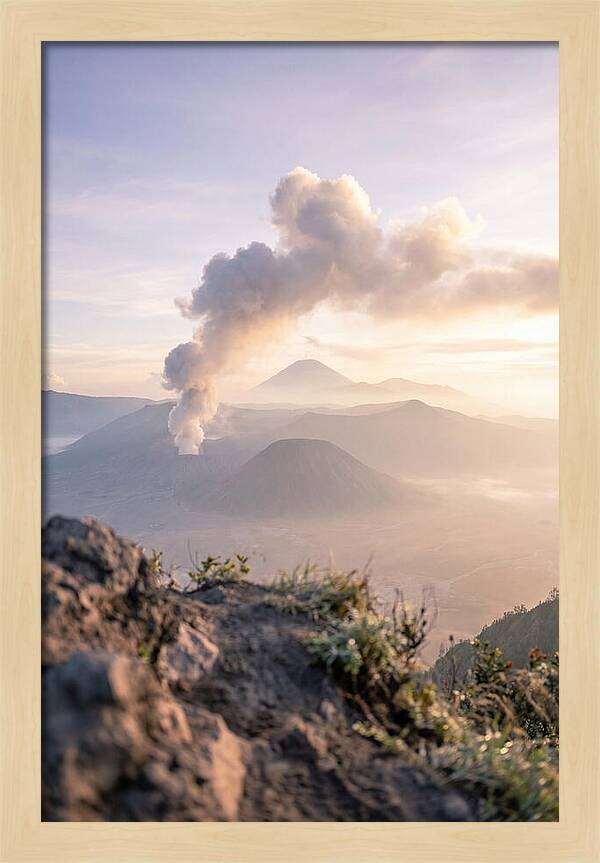Mount Bromo Erupting At Sunrise