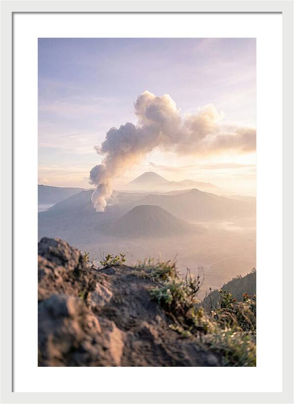 Mount Bromo Erupting At Sunrise