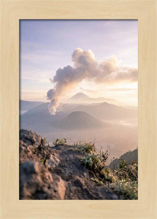Mount Bromo Erupting At Sunrise