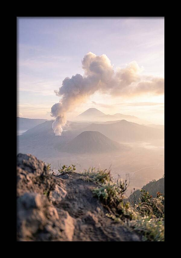 Mount Bromo Erupting At Sunrise