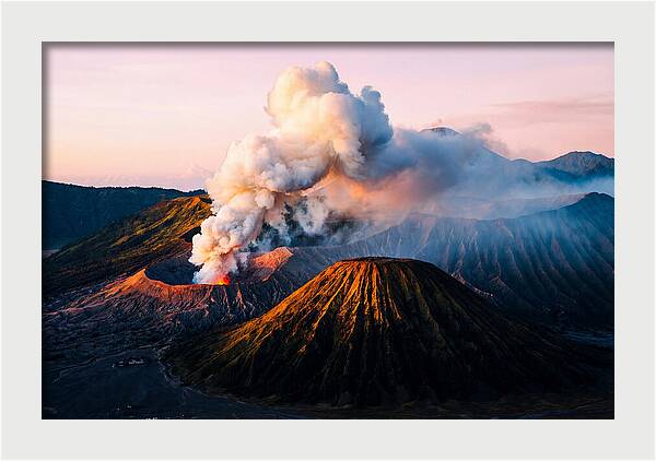 Mount Bromo Eruption At Sunrise