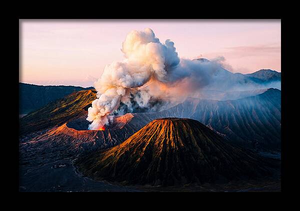 Mount Bromo Eruption At Sunrise