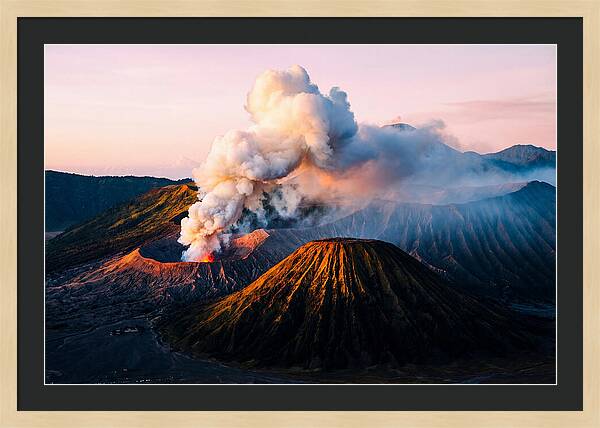Mount Bromo Eruption At Sunrise