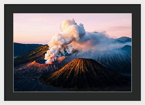Mount Bromo Eruption At Sunrise