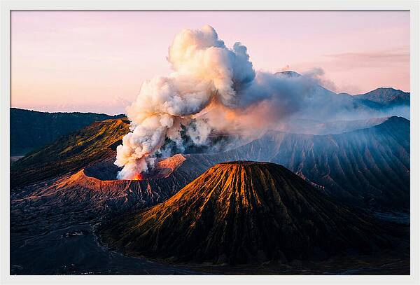 Mount Bromo Eruption At Sunrise