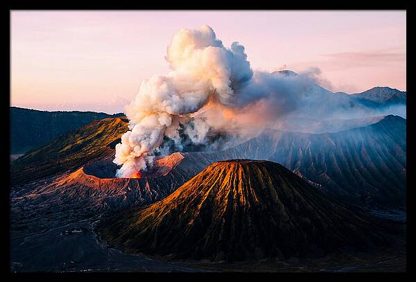Mount Bromo Eruption At Sunrise